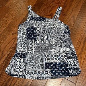 Lands' End Blue and White Patterned Bikini Top